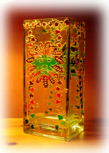 Green Mna, Green Man glass, Green Man vase, Welsh Vase, Glass Vase, Celtic Glass