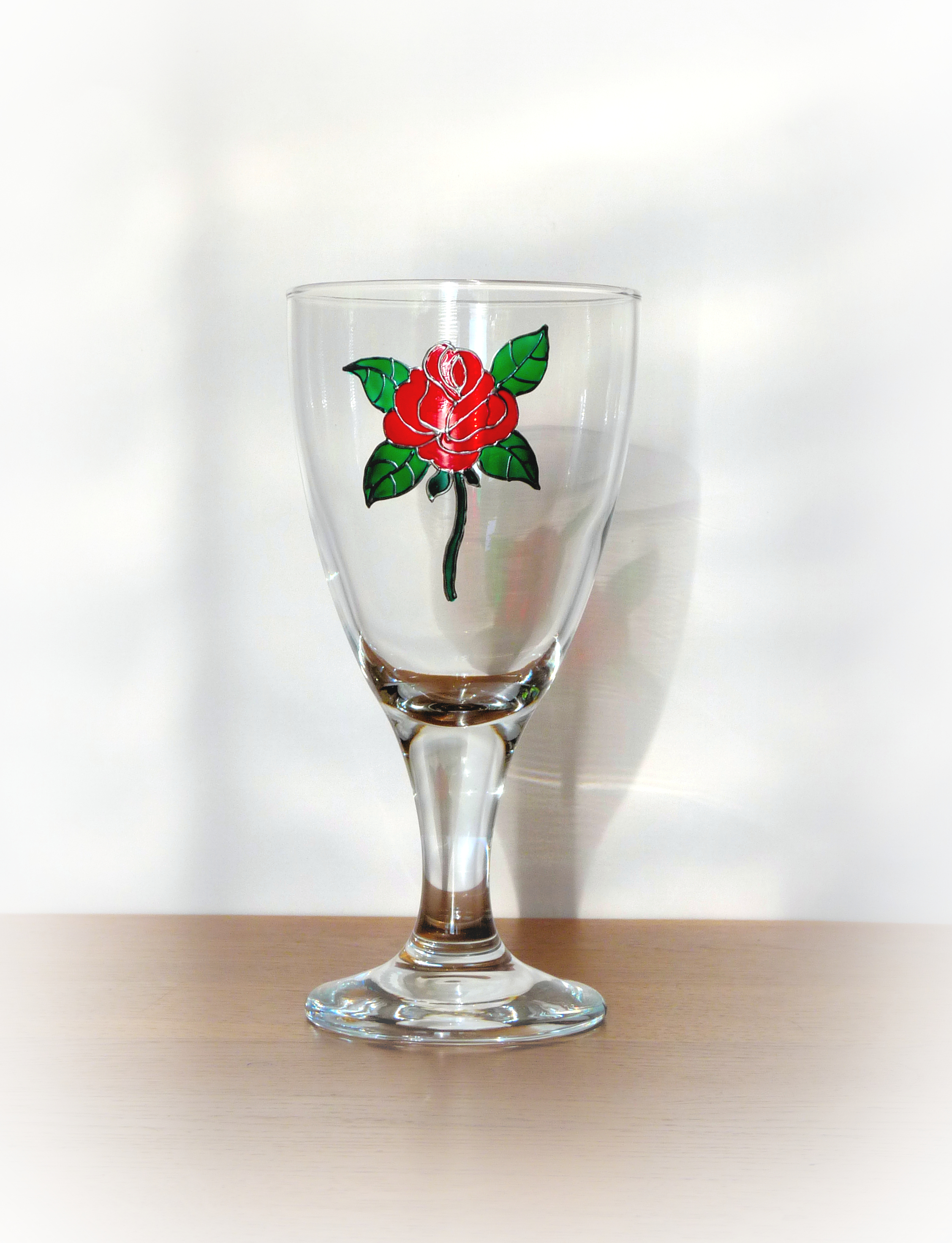 Red Rose Wine Goblet (pair) UK Postage Crafty Dog Cymru