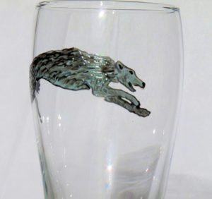 deerhound, deerhound glass, deerhound pint, celtic art, Scottish deerhound gift, deerhound gitware