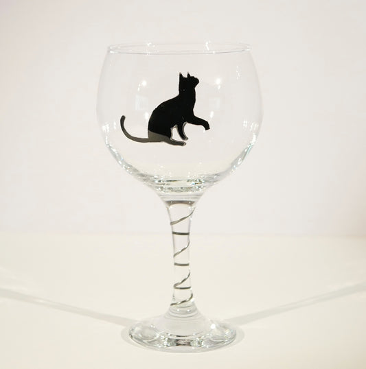 Black Cat Stemmed Gin Glass