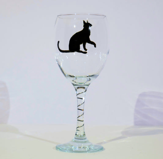 Black Cat Wine Glass
