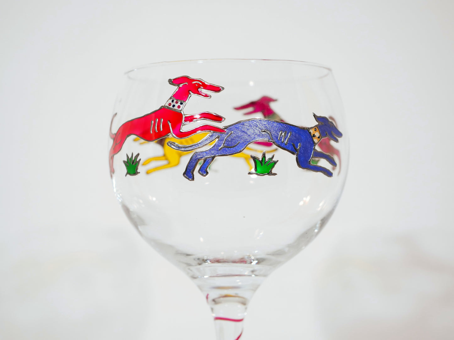 Dancing Dogs (Greyhounds) Stemmed Gin Glass