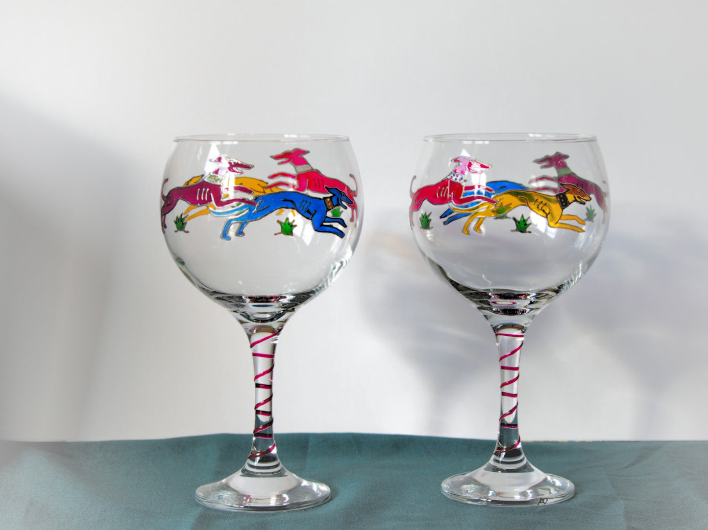 Dancing Dogs (Greyhounds) Stemmed Gin Glass