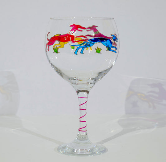 Dancing Dogs (Greyhounds) Stemmed Gin Glass
