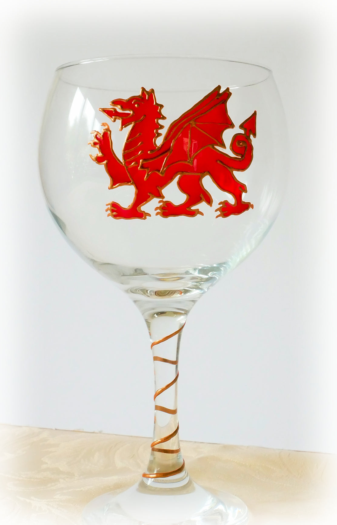Welsh Dragon Stemmed Gin Glass