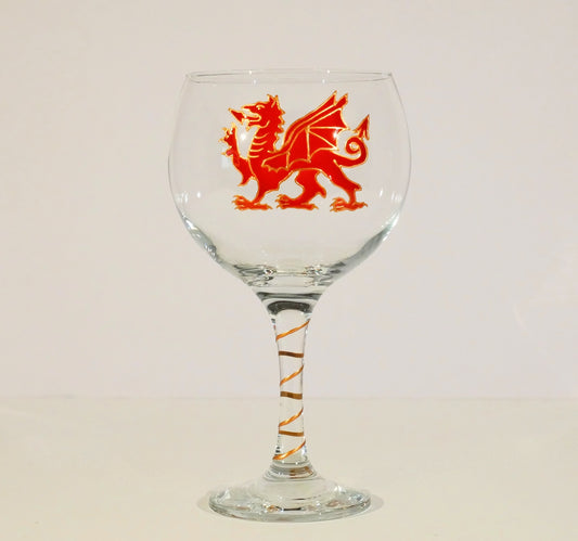 Welsh Dragon Stemmed Gin Glass