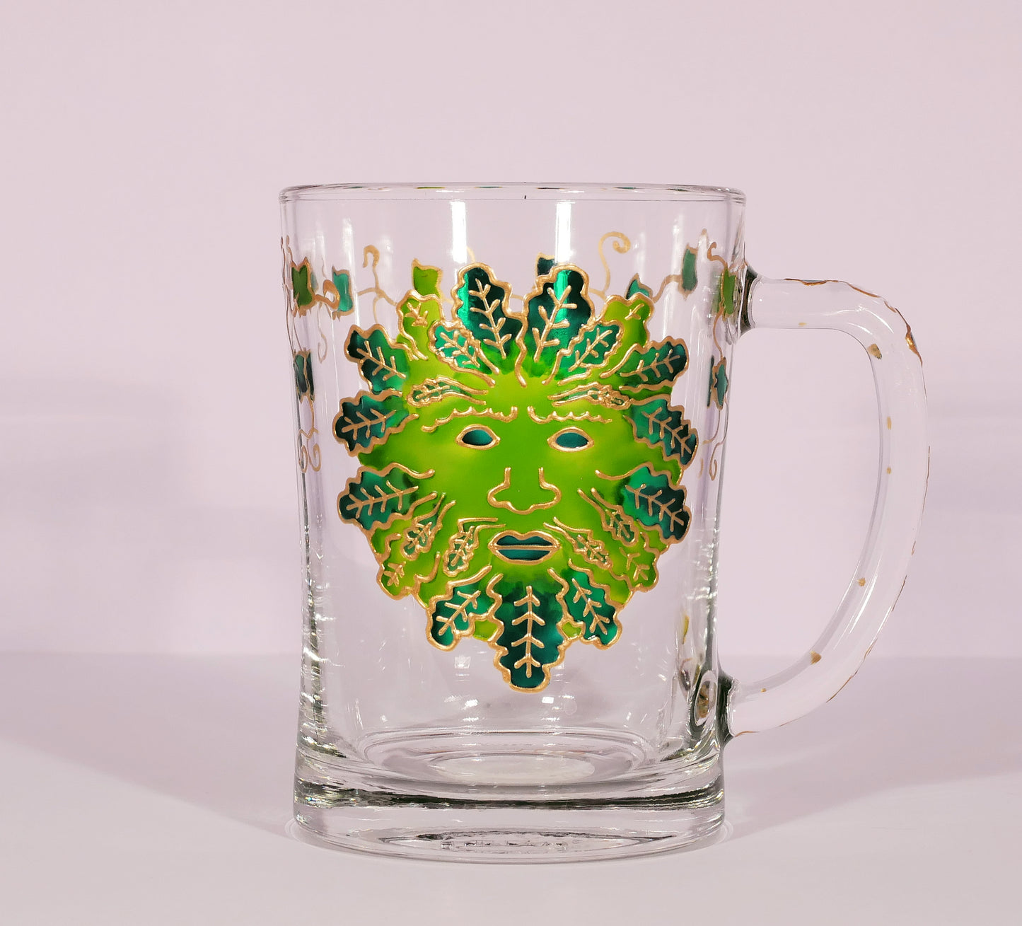 Green Man Glass Tankard