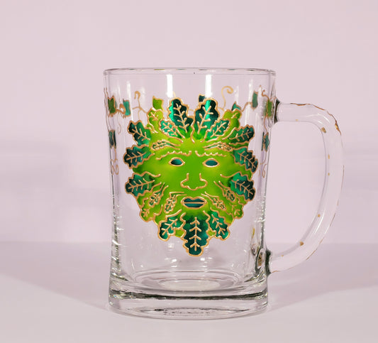 Green Man Glass Tankard