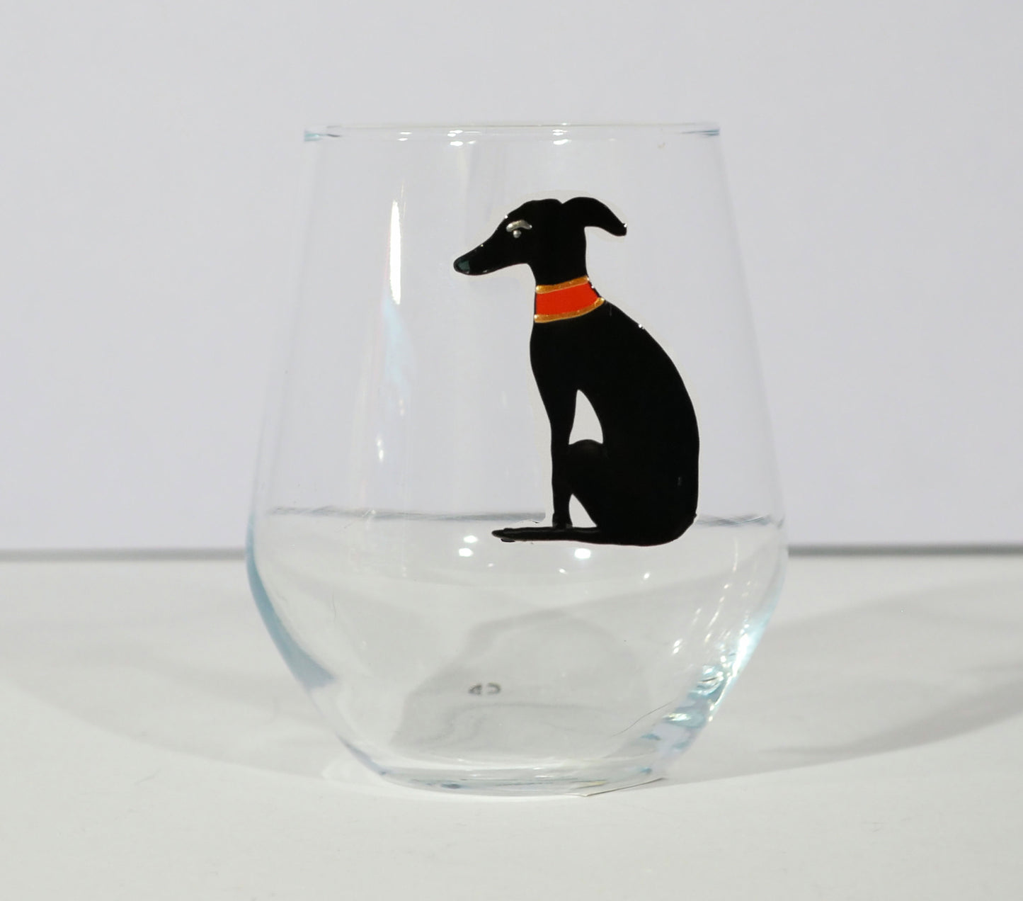 Sitting Hound (Greyhound/Whippet/Lurcher) Round Gin Glass