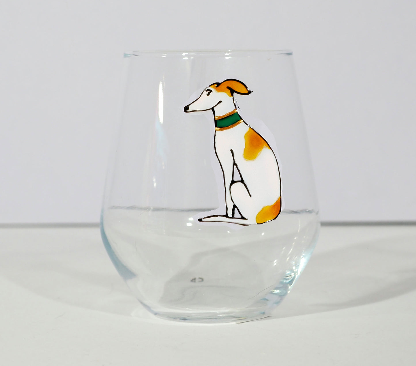 Sitting Hound (Greyhound/Whippet/Lurcher) Round Gin Glass