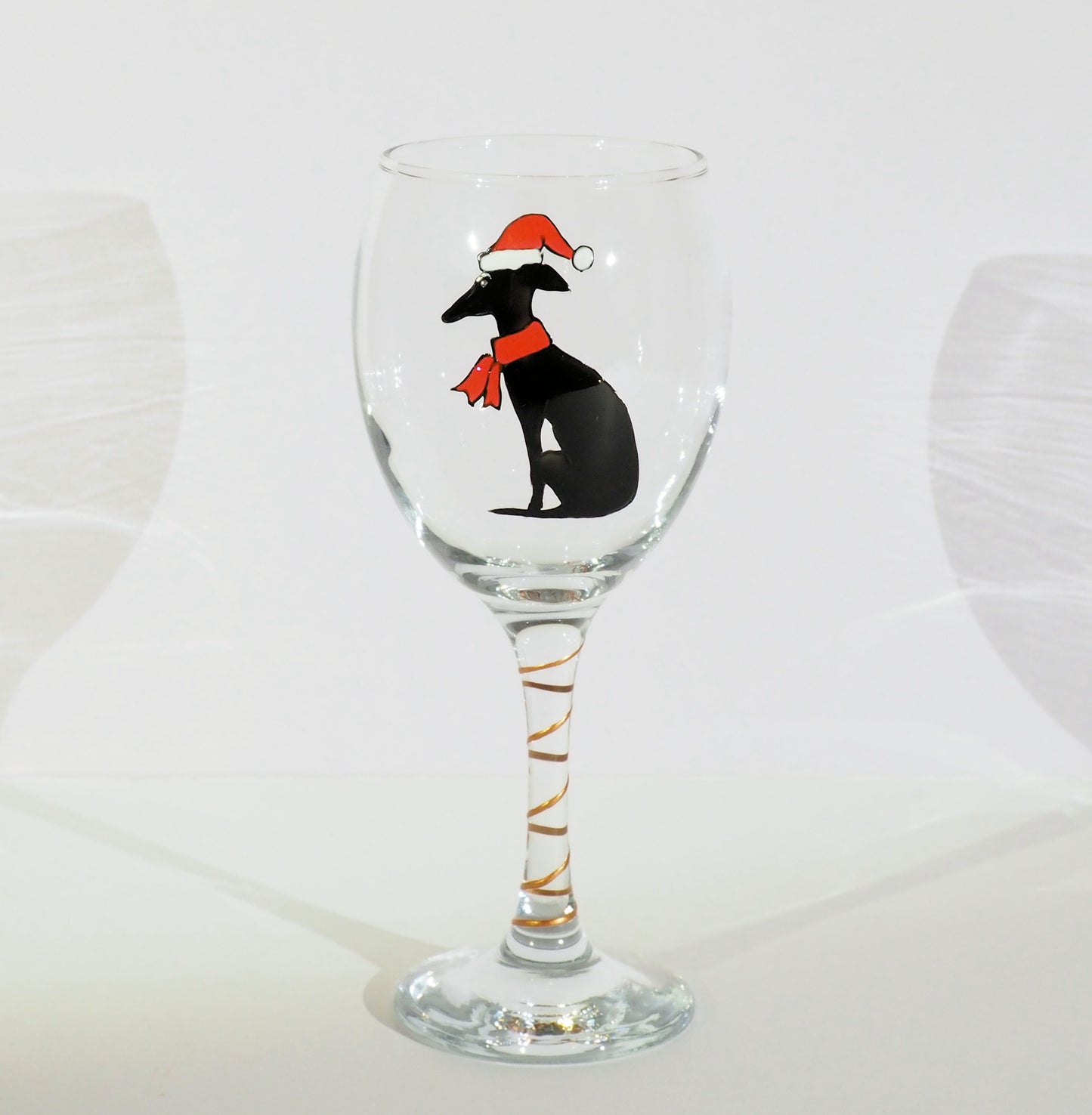 Christmas Greyhound Wine Glass