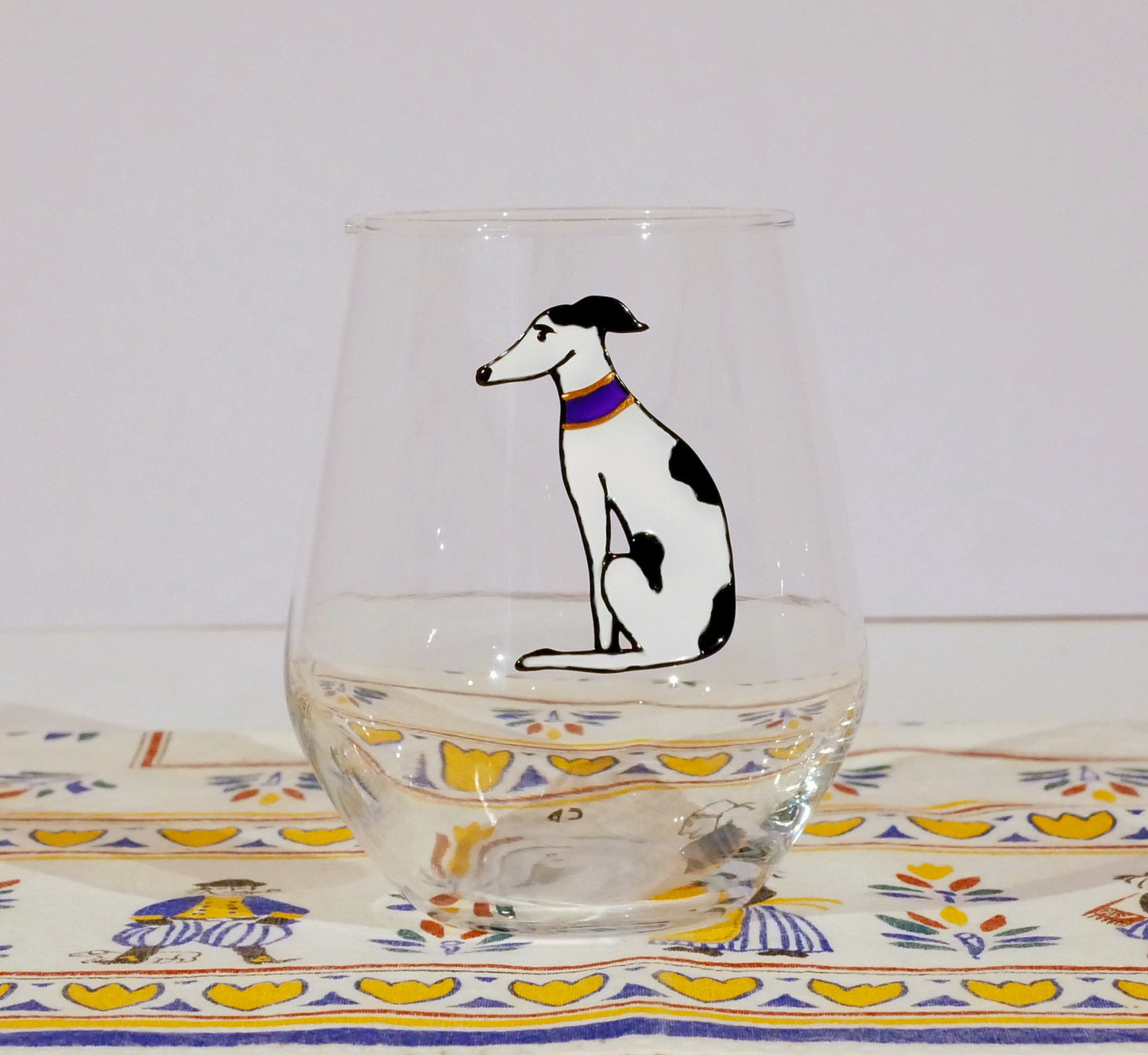 Sitting Hound (Greyhound/Whippet/Lurcher) Round Gin Glass