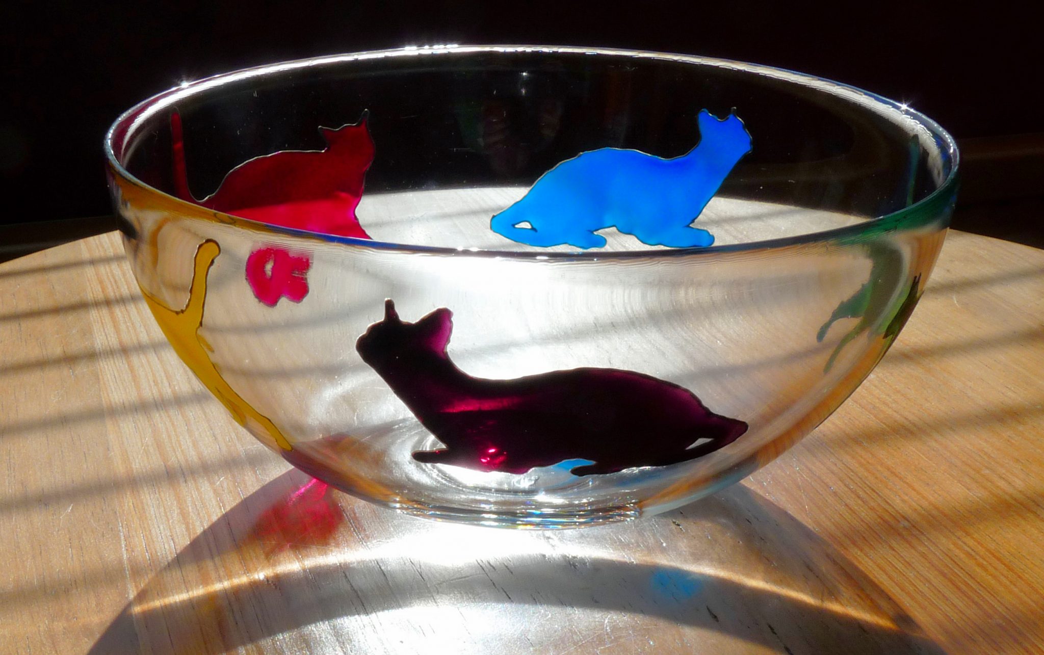 Colourful Cats Glass Fruit Bowl (UK Postage) Crafty Dog Cymru