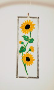 Sunflower, Welsh Gifts, Welsh Glass, MAde in Wales, Welsh Art, Crafty Dog Cymru