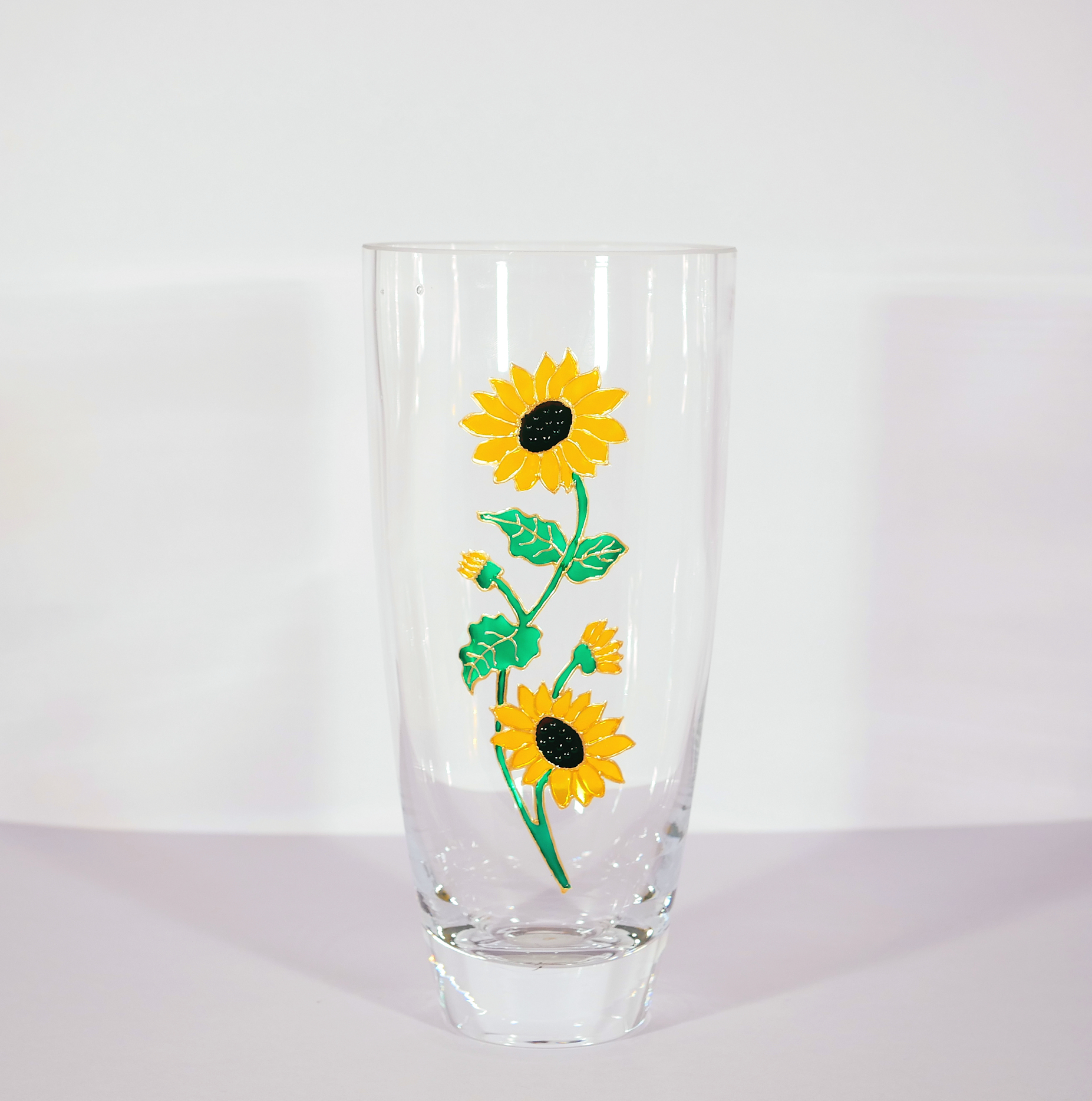 Daffodil Vase, Hand Painted Glassware