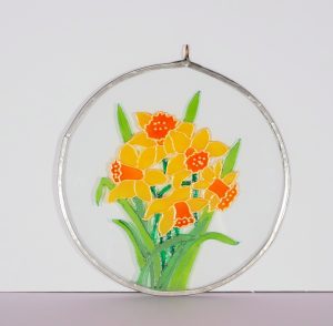 Welsh Daffodil, Welsh Daffodils, Daffodil, Suncatcher, Welsh Glass, Welsh Gift, Welsh Daffodils, Daffodil Gift